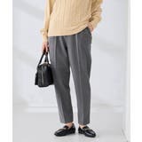 グレー | 【イージーケア/洗える/ストレッチ】裏起毛美ラクるスッキリ見えテーパードパンツ | a.v.v【WOMEN】