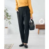 ブラック | 【イージーケア/洗える/ストレッチ】裏起毛美ラクるスッキリ見えテーパードパンツ | a.v.v【WOMEN】