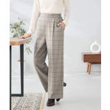 裏起毛美ラクるスッキリ見えチェックワイドパンツ | a.v.v【WOMEN】 | 詳細画像1 