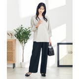 【イージーケア/ストレッチ】美ラクるスッキリ見えワイドパンツ | a.v.v【WOMEN】 | 詳細画像47 