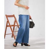 ブルー | 【接触冷感/ストレッチ】デニムワイドパンツ | a.v.v【WOMEN】