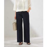 ネイビー | 【接触冷感/ストレッチ】デニムワイドパンツ | a.v.v【WOMEN】