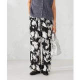 ブラック | 【マシンウォッシャブル】プリントイージーパンツ | a.v.v【WOMEN】