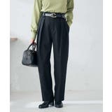 ブラック | 【洗える/裏起毛】タックテーパードパンツ | a.v.v【WOMEN】