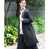 ブラック | ウエストドロストノーカラーキルトコート | a.v.v【WOMEN】