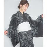 ブラック | 二部式で簡単に着られる!セパレート浴衣 3点セット【接触冷感 洗える | a.v.v【WOMEN】