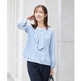 ライトブルー | 【洗える/ストレッチ】ボウタイメタルチャームブラウス | a.v.v【WOMEN】