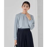 ライトブルー | 【洗える】タックネックブラウス | a.v.v【WOMEN】