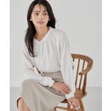 ホワイト | 【洗える】タックネックブラウス | a.v.v【WOMEN】