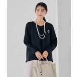 ネイビー | サテンバックフレアブラウス【洗える/速乾/毛玉になりにくい/イージーケア】 | a.v.v【WOMEN】