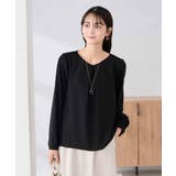 ブラック | サテンバックフレアブラウス【洗える/速乾/毛玉になりにくい/イージーケア】 | a.v.v【WOMEN】