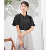 ブラック | 【洗える】ドビードットラッフルブラウス | a.v.v【WOMEN】