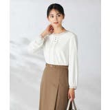 ホワイト | 【洗える】バイカラーピンタックブラウス | a.v.v【WOMEN】