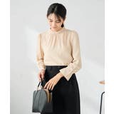 【洗える】プチハイネックギャザードビードットブラウス | a.v.v【WOMEN】 | 詳細画像3 