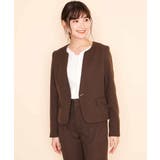 【セットアップ対応】ブラウン バーボタン付きキーネックジャケット | a.v.v【WOMEN】 | 詳細画像14