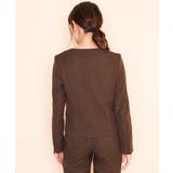 【セットアップ対応】ブラウン バーボタン付きキーネックジャケット | a.v.v【WOMEN】 | 詳細画像7