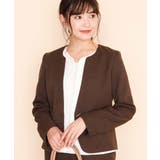 ブラウン | 【セットアップ対応】ブラウン バーボタン付きキーネックジャケット | a.v.v【WOMEN】