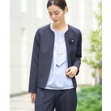 ネイビー | 【洗える/イージーケア/ストレッチ】ダブルクロスキーネックジャケット | a.v.v【WOMEN】