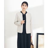 グレージュ | 【洗える/イージーケア/ストレッチ】ダブルクロスキーネックジャケット | a.v.v【WOMEN】