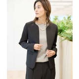 ブラック | 【洗える/イージーケア/ストレッチ】ダブルクロスキーネックジャケット | a.v.v【WOMEN】
