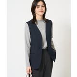 ネイビー | 【洗える/イージーケア/ストレッチ】ダブルクロスVネックジレ | a.v.v【WOMEN】