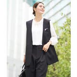 ブラック | 【洗える/イージーケア/ストレッチ】ダブルクロスVネックジレ | a.v.v【WOMEN】