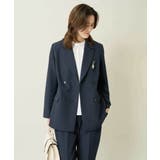 ネイビー | 【洗える/イージーケア/ストレッチ】ダブルクロスダブルブレストジャケット | a.v.v【WOMEN】