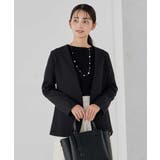 【洗える ストレッチ セットアップ対応】ダブルクロスVネックノーカラージャケット | a.v.v【WOMEN】 | 詳細画像12 