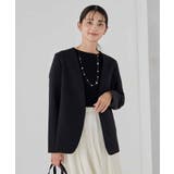 ブラック | 【洗える ストレッチ セットアップ対応】ダブルクロスVネックノーカラージャケット | a.v.v【WOMEN】