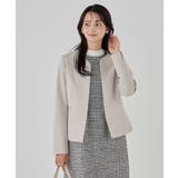 グレージュ | 【洗える/ストレッチ/セットアップ対応】ダブルクロスキーネックジャケット | a.v.v【WOMEN】