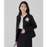 ブラック | 【洗える/ストレッチ/セットアップ対応】ダブルクロスキーネックジャケット | a.v.v【WOMEN】