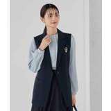 ネイビー | 【洗える/ストレッチ/セットアップ対応】ダブルクロステーラードジレ | a.v.v【WOMEN】