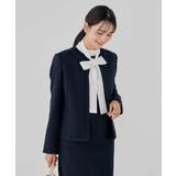 ネイビー | 【ストレッチ】ツイードノーカラージャケット | a.v.v【WOMEN】