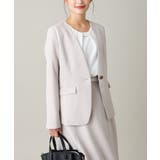 ライトグレー | 【洗える/イージーケア】ダブルクロスノーカラージャケット | a.v.v【WOMEN】