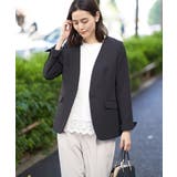 ブラック | 【洗える/イージーケア】ダブルクロスノーカラージャケット | a.v.v【WOMEN】