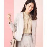 ベージュ | 【セットアップ対応】イタリアファブリック麻混Vネックジャケット | a.v.v【WOMEN】