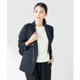 ネイビー | 【洗える/ストレッチ/UVカット】麻調ストレッチテーラードジャケット | a.v.v【WOMEN】
