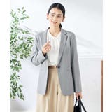 グレー | 【洗える/ストレッチ/UVカット】麻調ストレッチテーラードジャケット | a.v.v【WOMEN】