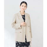 ベージュ | 【洗える/ストレッチ/UVカット】麻調ストレッチダブルブレストジャケット | a.v.v【WOMEN】