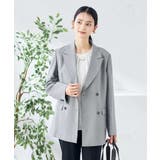 グレー | 【洗える/ストレッチ/UVカット】麻調ストレッチダブルブレストジャケット | a.v.v【WOMEN】