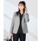 グレー | 【洗える/UVカット】リネンライクストレッチノーカラージャケット | a.v.v【WOMEN】