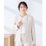 ベージュ | 【洗える/UVカット】リネンライクストレッチキーネックジャケット | a.v.v【WOMEN】