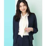 ネイビー | 【セットアップ対応/洗える】リネンライクキーネックジャケット | a.v.v【WOMEN】