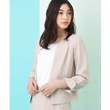ベージュ | 【セットアップ対応/洗える】リネンライクキーネックジャケット | a.v.v【WOMEN】