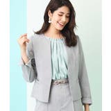 グレー | 【セットアップ対応/洗える】リネンライクキーネックジャケット | a.v.v【WOMEN】