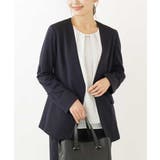 ネイビー | 【セットアップ対応 MARSHMALLOW PONTI】ストレッチノーカラージャ… | a.v.v【WOMEN】