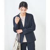 ネイビー | サマーストレッチノーカラージャケット | a.v.v【WOMEN】