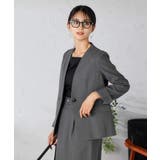 ダークグレー | 【洗える/イージーケア/吸水速乾/ストレッチ】梳毛調Vネックジャケット | a.v.v【WOMEN】