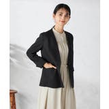 ブラック | 【洗える/イージーケア/吸水速乾/ストレッチ】梳毛調Vネックジャケット | a.v.v【WOMEN】