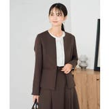 ブラウン | 【洗える/イージーケア/ストレッチ】パウダーツイルキーネックジャケット | a.v.v【WOMEN】